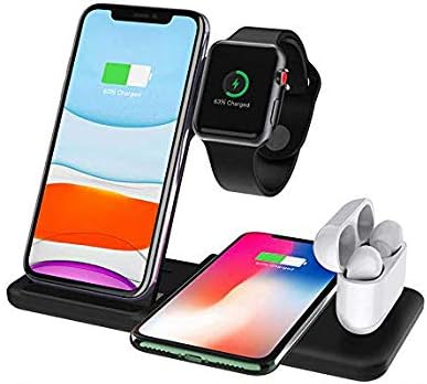 FABUCARE 4 in 1 Charging Stand for Apple Watch Airpods Pro iPhone, Qi Fast Charger Dock with USB Output, Wireless Charging Station Holder 15W Compatible with iPhone, Galaxy S10/S9/S9+/S8 and More