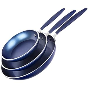 Granitestone 3 Pc Non Stick Frying Pans Set, Nonstick Frying Pans Nonstick 8/10 / 12 Inch Pan Skillets for Cooking with Stay Cool Handles, Induction Cookware, Dishwasher/Oven Safe, Non Toxic – Blue
