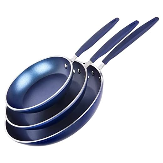 Granitestone Blue Frying Pan Set, 3 Piece Nonstick Fry Pans, 8”, 10” & 12” Nonstick Mineral and Diamond Triple Coated Frying Pans, Omelet Pan, Cookware, PFOA Free, Dishwasher Safe, Cool Touch Handle