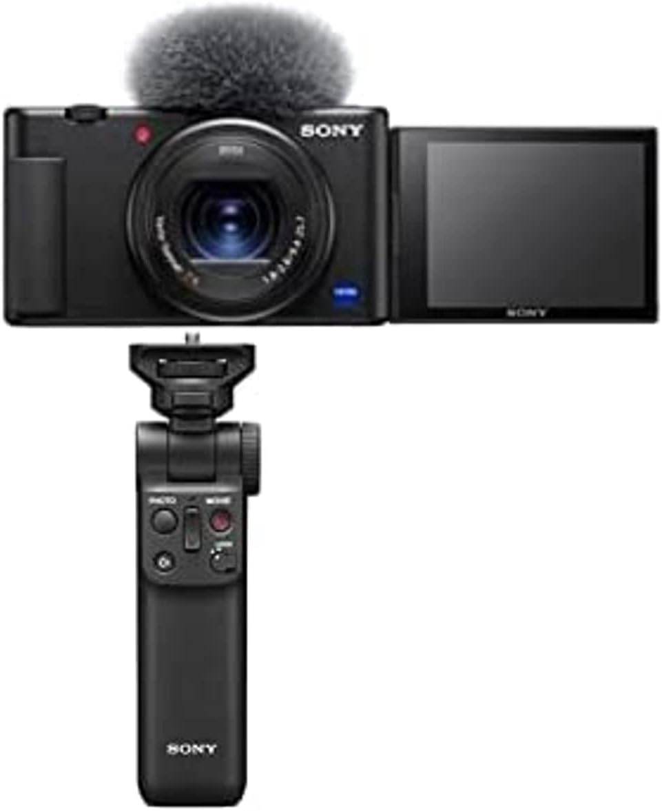 – Sony Vlog camera ZV-1 | Digital Camera (Vari-angle Screen for Vlogging, 4K Video) ZV1BDI.EU - Black + Sony GP-VPT2BT Handgrip (for Selfies and Vlogging) Black (Renewed)