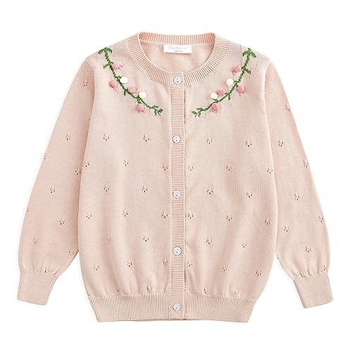 Curipeer Baby Girls Thin Sweater Crewneck Lightweight Open Front Knitted Toddler Cardigans