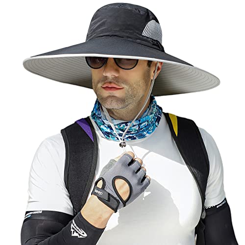 Image of HUAMULAN Wide Brim Sun Hats Men and Women Bucket Safari Fishing Hat for Hiking Garden Lawn Work Camping Outdoor