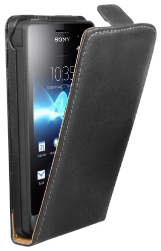 Mumbi Flip Case Compatible avec Sony Xperia GO, Noir