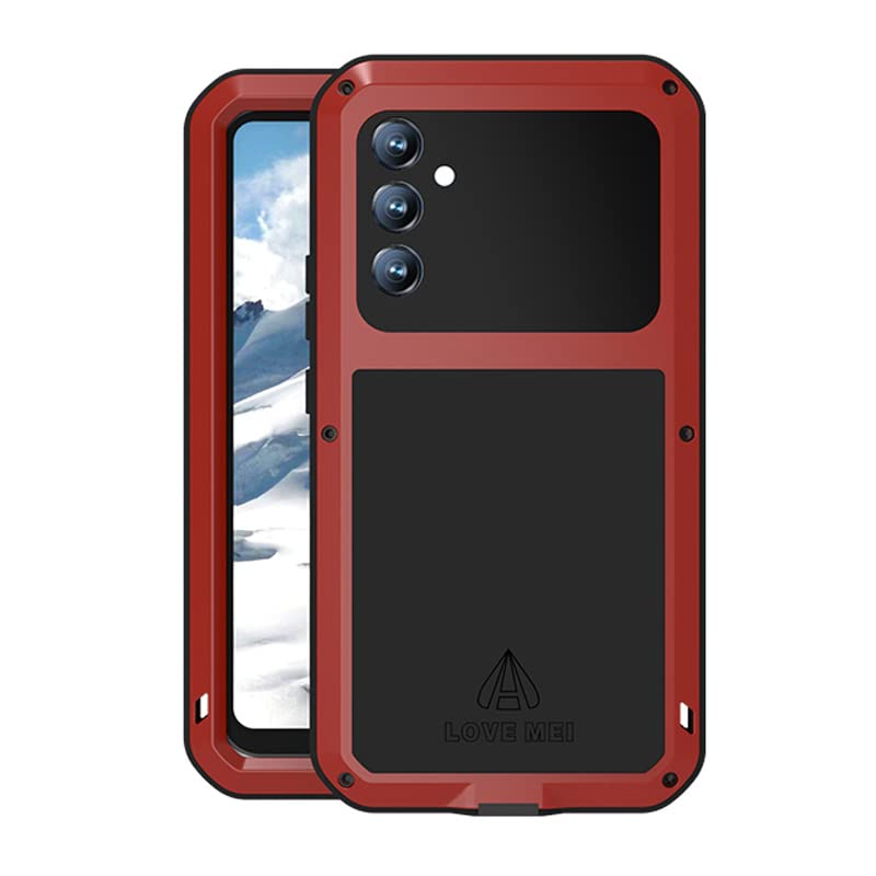 Coque étanche LOVE MEI Samsung A34 rouge pour activités outdoor extrêmes