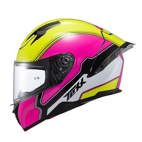 Capacete Texx Fecha Raptor Hornet Verde Rosa Branco Brilho 62