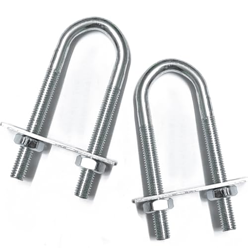 Image of 2 Sets M8 U-Bolt, 1 inch Wide U Bolt with Washers and Nuts, Heavy Duty Galvanized Carbon Steel Round U Bolts for Trailers, Boats, Replacement Parts and Accessories for Ski Boat, Fishing Boat