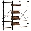 Ironck bookcases and bookshelves triple wide 5 tiers industrial bookshelf large etagere bookshelf open record player shelves with metal frame for living room home office  urban country home decor
