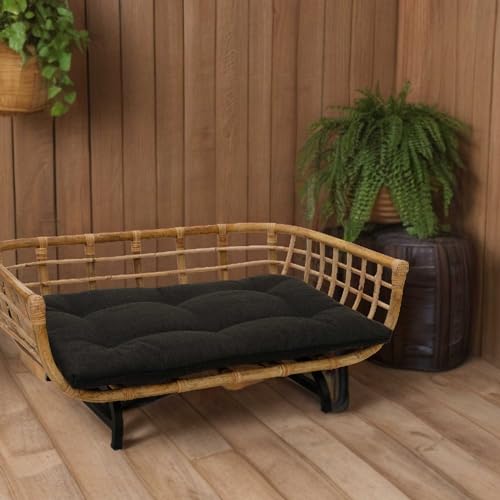 Korb-Outlet Exklusiver Retro-Design Hundekorb/Hundebett/Tierkorb Haustier Bett Groß aus Rattan mit Kissen/Modernes Bett für Katzen und Hunde Grösse XL (Natur)