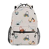 Mnsruu Kinder-Schulrucksack, Bauausrüstung, LKW, leicht, elementar, Büchertasche, lässiger Rucksack