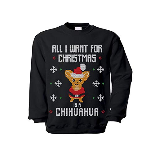 Pull Chien de Noël Chihuahua vêtement hiver noir taille XL #33196