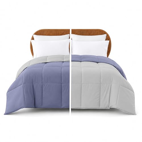 Image of Modern Threads Down Alternative Reversible Comforter Deep Blue /Silver Twin