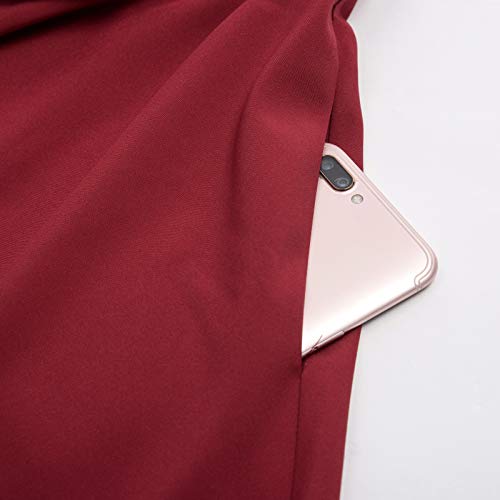 Belle Poque Women's High Waist A-Line Pockets Skirt Skater Flared Midi Skirt Vinage Skirt