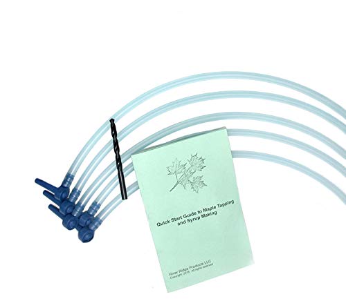 Kit de extracción de savia de jarabe de arce (paquete de 5) – grifos ecológicos de 5/16 pulgadas + líneas de caída de 36 pulgadas + broca de 5/16 pulgadas + guía de inicio rápido para folleto de