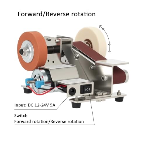 Belt Sander Electric Knife Sharpener Features 15-Degree Bevel And 90-Degree Platform Grinds Wood, Metal, Or Polishes Leather Goods And Wood Surfaces Wide Design Ensures Stability And Low Noise