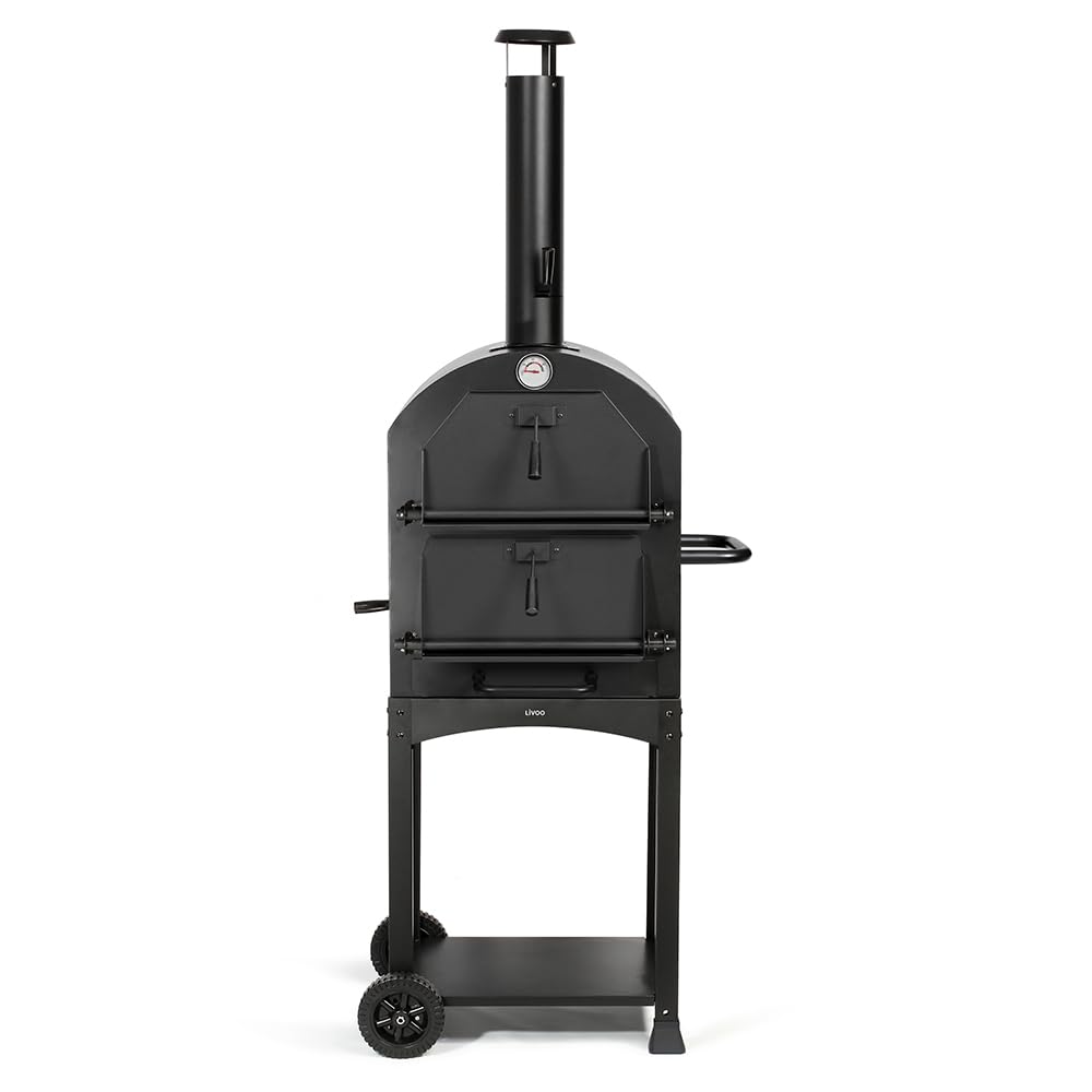 LIVOO - Fourà pizza et tarte flambée DOC331-4 grilles de cuisson 34 x 24 cm, pierre à pizza réfractaire, thermomètre intégré