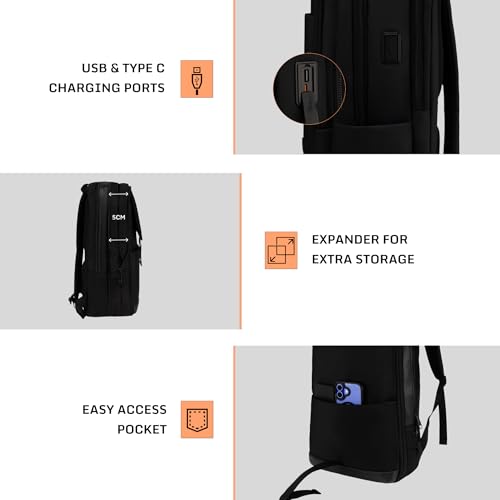 Image of F Gear Rogue Premium Laptop Backpack for Men & Women | 21L Water-Resistant College & Office Bag | Fits 17 Inch Laptop | USB & Type C Charging Port, Sleek Design, Luggage Strap, Multiple Pockets