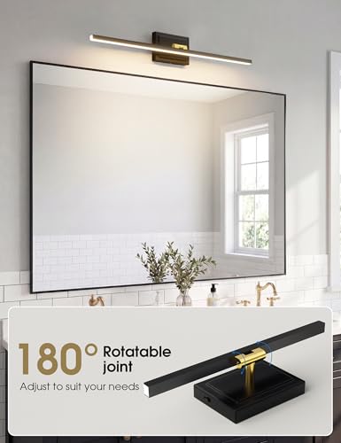 Image of VOLISUN Modern Bathroom Vanity Light 31.5 inch, Rotatable, 18W Dimmable 5CCT Led Bathroom Light Fixture Over Mirror, Black Gold Bar Vanity Light for Bathroom Mirror Cabinets-ETL Certificated