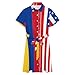 KAOEOSI Colombian Colombia American Flag Women's Short Sleeve Collared Shirt Dress Summer Button Down A Line Dresses 3XL
