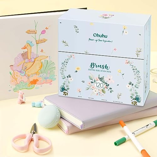 Miniatura 4 de Ohuhu Rotuladores Lettering 120 Colores, Rotuladores Doble Punta, Punta Pincel Punta Fina, Rotuladores Acuarelables Para Adultos Dibujo, Caligrafía, Lettering, Mandalas