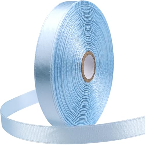 SJRIRG 1/2 Inch Baby Blue Satin Ribbon 50 Yards Single Face Polyester