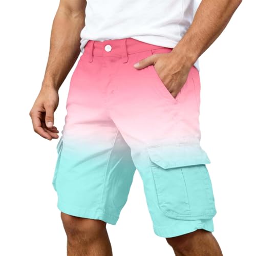 Short cargo décontracté imprimé dégradé pour homme, bermuda d'été confortable avec poches