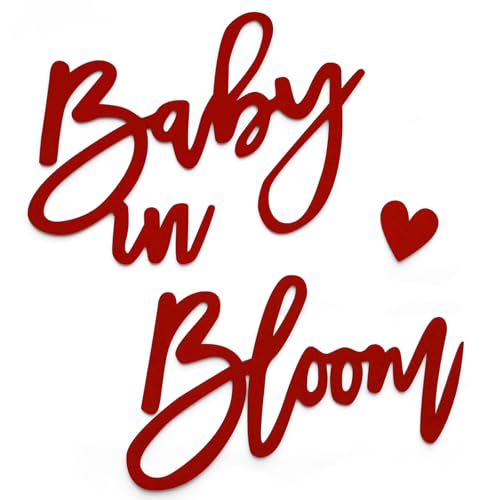Image of Felt Baby in Bloom Sign for Baby Shower Backdrop Red Letters | Reused Large Banner Sign for Gender Reveal Party He or She Boys and Girls 1st Birthday Event Party Wall Photo Props Decor