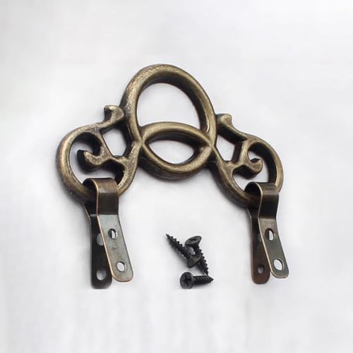 Image of Tiazza 2Pcs Chinese Style Vintage Brass Picture Frame Hook Hanger Decorative Painting Mirror Hanger (Antique Bronze)