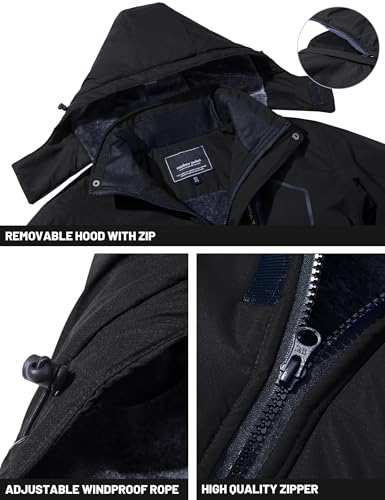 Image of TACVASEN Men's Winter Skiing Jackets Water Resistant Fleece Coats Insulated Thermal Snowboard Jacket Parka Raincoat with Hood