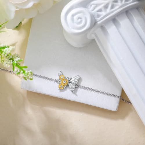 Image of Dragonfly /Cross Bracelet for Women 925 Sterling Silver Bracelet Animal Silver Bracelet Jewelry Mother's Day Birthday Gift for Mom Wift