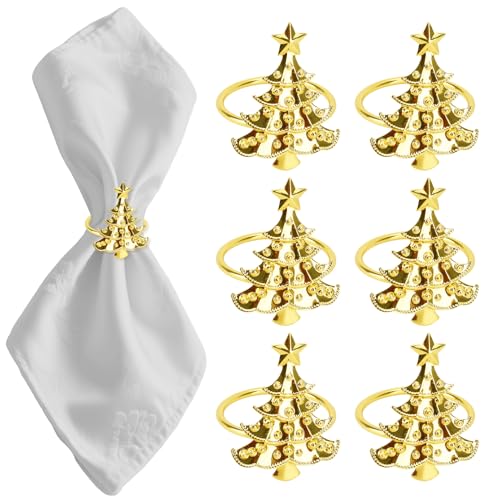 Servilleteros de Navidad, 6 unidades, anillos de naftalina, servilleteros para servilletas de tela, adornos para bodas, cenas navideñas, decoración de mesa de banquete de Ramadán