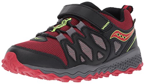 Saucony Peregrine Shield A/C Running Shoe (Little Kid/Big Kid), Black/Red, 10.5 Medium US Little Kid