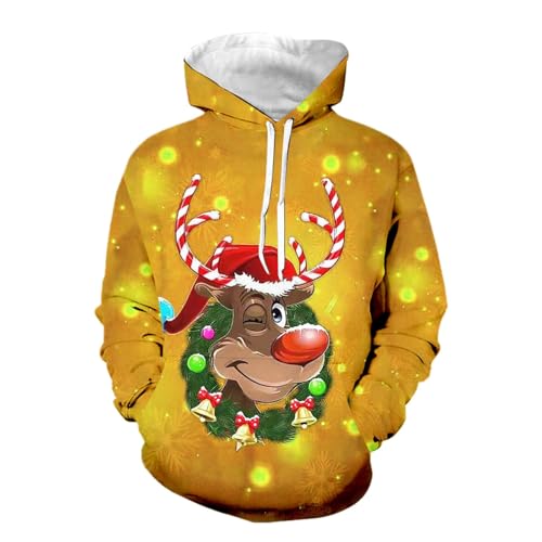 Rentier Pulli 22 Weihnachtspullover Herren Rentier Elch Lustige Hoodie Pullover...