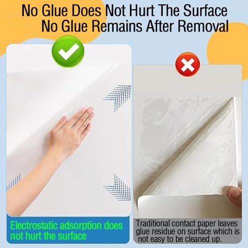 Image of Electrostatic Absorption Tabletop&Countertop Protective Film 17.3inch*16.4FT Transparent No Glue Removable Contact Paper Oil-Proof for Horizontal Smooth Surface Protector Smooth Furniture Surface