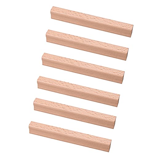 Tiradores de Madera para Cajón Manija del Gabinete 6 Piezas Tiradores de Puertas de Armario Tirador de Muebles,para Armario,Cocina,Gabinete,Color Madera (Hole distance:96mm) Cover