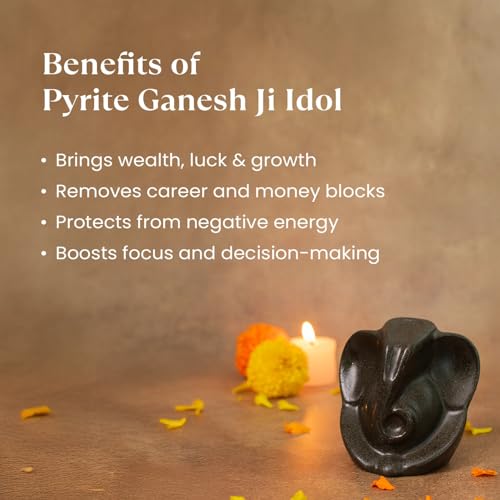 Image of Astrotalk Pyrite Ganesha Ji Murti | Ganesh Idol for Wealth, Prosperity & Positivity | Ganesh Idol for Home Decor & Car Dashboard | Powerful Pyrite Ganesha Idols for New Beginnings & Energy Balance