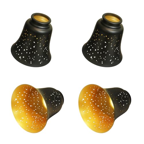 4 Pack Metal Lamp Shade Small Shades Replacement, Pendant Sconce Shade Ceiling Fan Light Covers Cylinder - Etched - Lampshade for Floor Lamps, Pendant