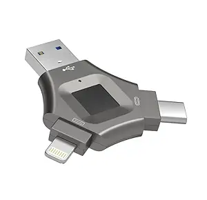 Connect 128 GB 3 in 1 Fingerprint encrypted USB Flash Pen Drive for iPhone, Android,Windows and Mac Device (1 Year Warranty)