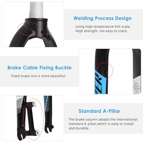 Exceedhub 26/27.5 inch Mountain Bike Rigid Forks, Rigid Disc Brake MTB Fork, 1-1/8\" Threadless Straight Steerer Superlight Mountain Bike Rigid Front Fork Aluminum Alloy 9mm QR Bicycle Fork - Thumbnail 5
