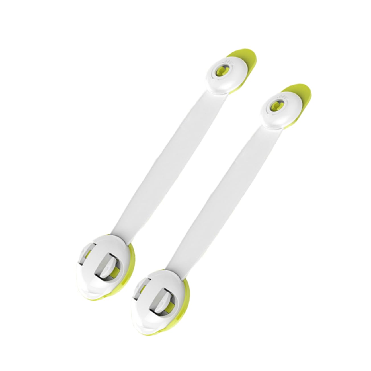 DOITOOL 2PCS Child Safety Locks Double Button Self Adhesive Multipurpose Locks for Cabinets Doors 360° Rotating Green
