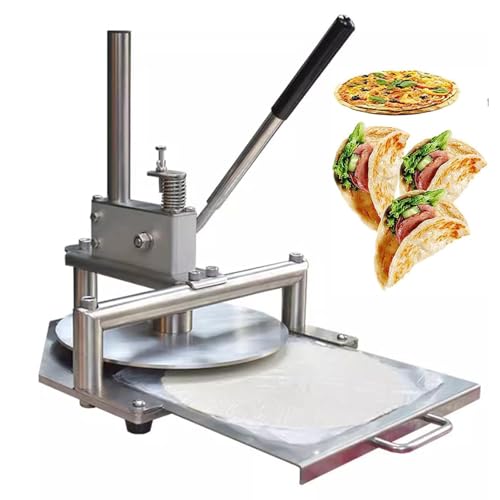 Pressa manuale per impasti per pizza con spessore regolabile, piastra rotonda e vassoio estraibile per pizze fatte in casa perfette