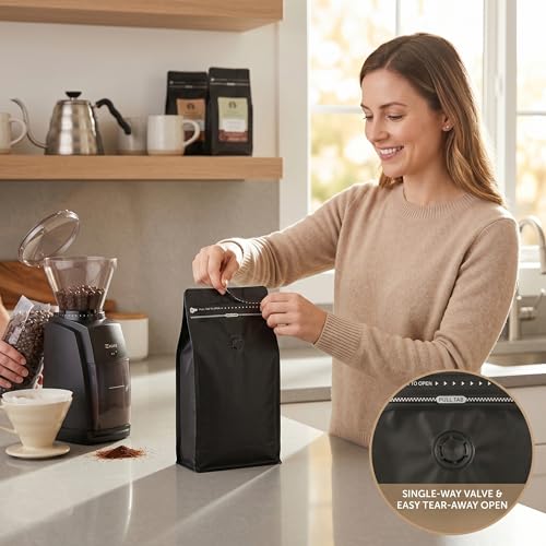 Bolsas de café en grano 2 libras con sello hermético resellable negra pack de 50 4