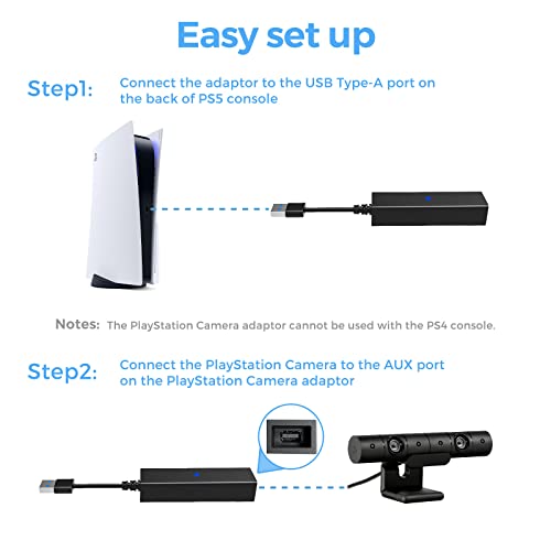 Ptevsoh Adaptador De Câmera Ps4 Para Psvr/Ps5, Cabo Conversor Ps Vr Compatível Com Console Playstati