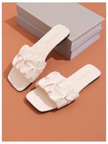Image of GORGLITTER Women's Summer Cute Flat Sandals Dress Slide Sandals Square Toe Wedding Shoes Vacation Trendy Sandals 2026
