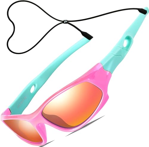 ATTCL Kids Hot TR90 Polarized Sunglasses Style For Boys Girls Child Age 3-10 5025-Pink-Blue
