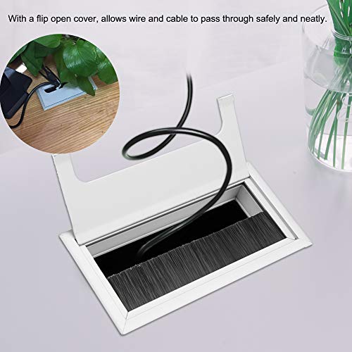 Image of Cable Outle Square Aluminium Desk Computer Wire Cable Tidy Outlet Insert Hole Top Cover for Home Office(M)