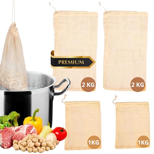 Maname® Malla coccion. 4 Bolsas De Malla Para Cocer Garbanzos