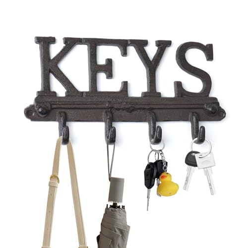 Notakia Vintage Cast Iron Key Holder - 4 Hook Wall Mount