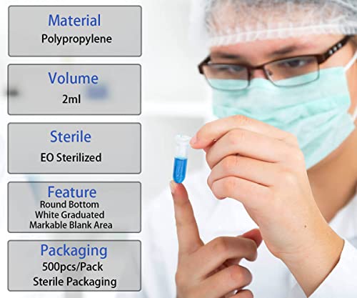 Bkmamlab PP-22826-20 2Ml Microcentrifuge Tubes 100Pcs, Eo Sterilized Plastic Small Vials With Caps For Sample Storage Without Leakage thumb #3
