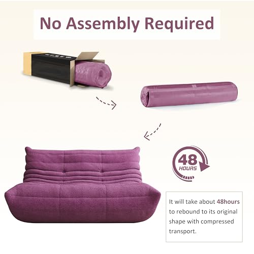 Image of Giant Bean Bag Chair for Adult, Cozy Boneless Fireside Accent Loveseat Chair,Memory Foam Floor Sofa, Comfy Lounge Couch for Bedroom Small Living Room Apartment Daily Relax(Purple,Loveseat)