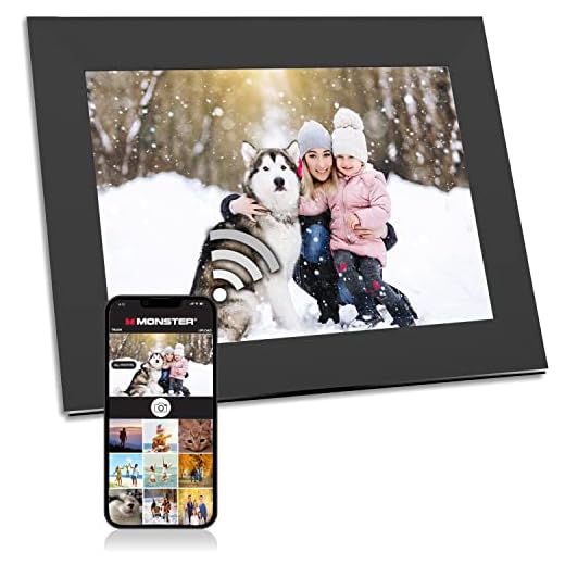 Monster Smart Home 16 GB Digital Photo Frame, High Definition 1280p Smart Picture Frame-10 inch